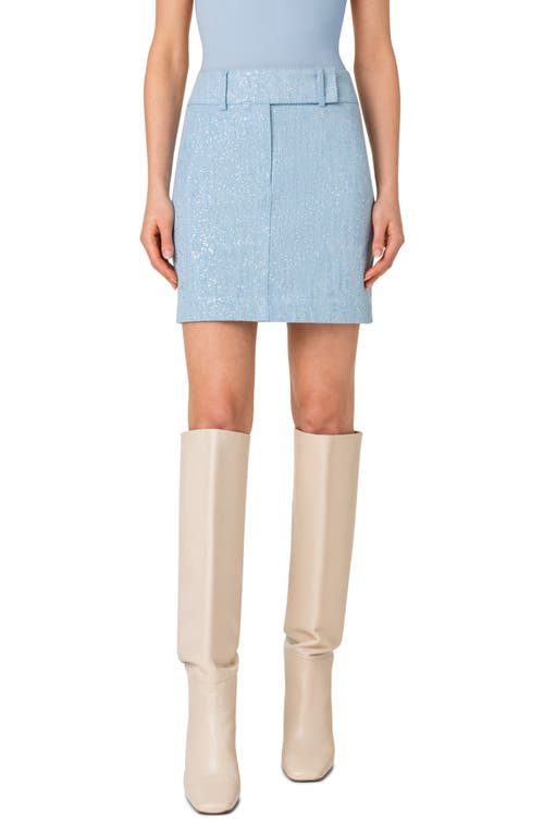 Akris punto Sparkle Cotton Stretch Denim Skirt in 071 Pale Blue Denim at Nordstrom, Size 4