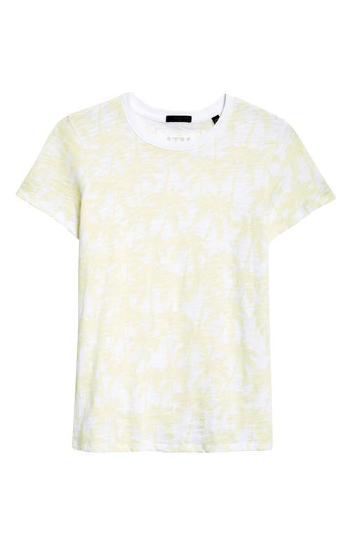 Shop Atm Anthony Thomas Melillo Palm Print Cotton T-shirt In White/lemon Chiffon