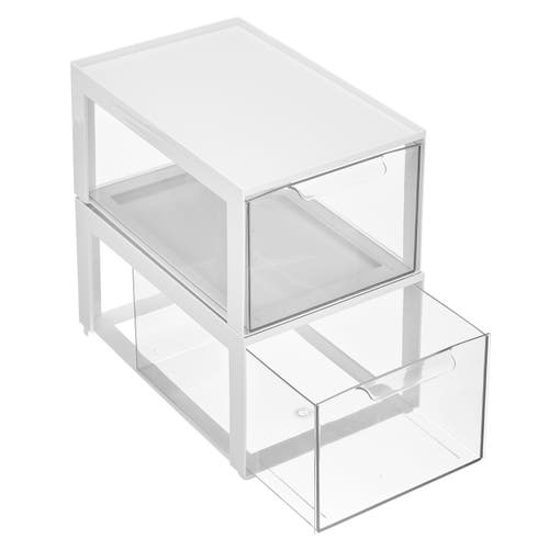 mDesign Plastic Office Storage Stack Organizer with Drawer, 2 Pack in White/clear at Nordstrom