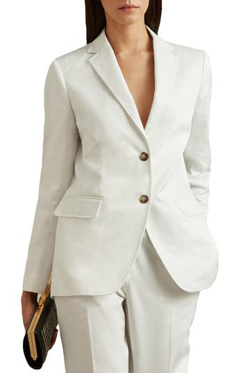 Reiss Harper Single Breasted Blazer In White