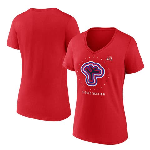 Women's Majestic Threads Red Philadelphia Phillies 2022 World Series Modest V-Neck T-Shirt Size: Medium