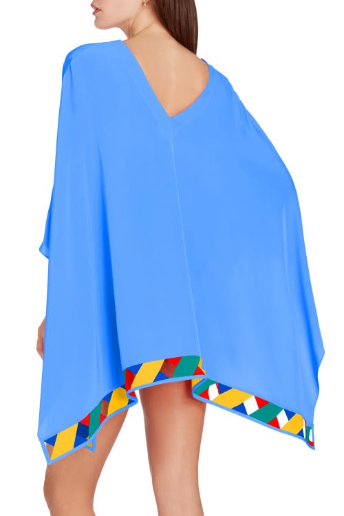 Shop Valimare Bandage Hem Chiffon Cover-up Poncho In Blue