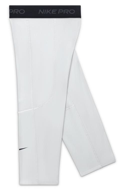 Nike Kids' Pro Dri-fit 3/4 Workout Tights In White/white/black