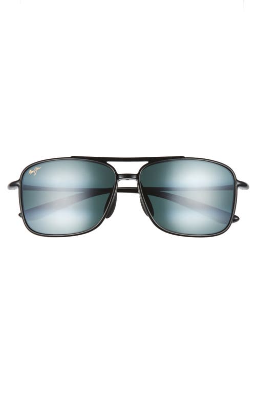 Shop Maui Jim Kaupo Gap 61mm Polarizedplus2® Aviator Sunglasses In Gloss Black/neutral Grey