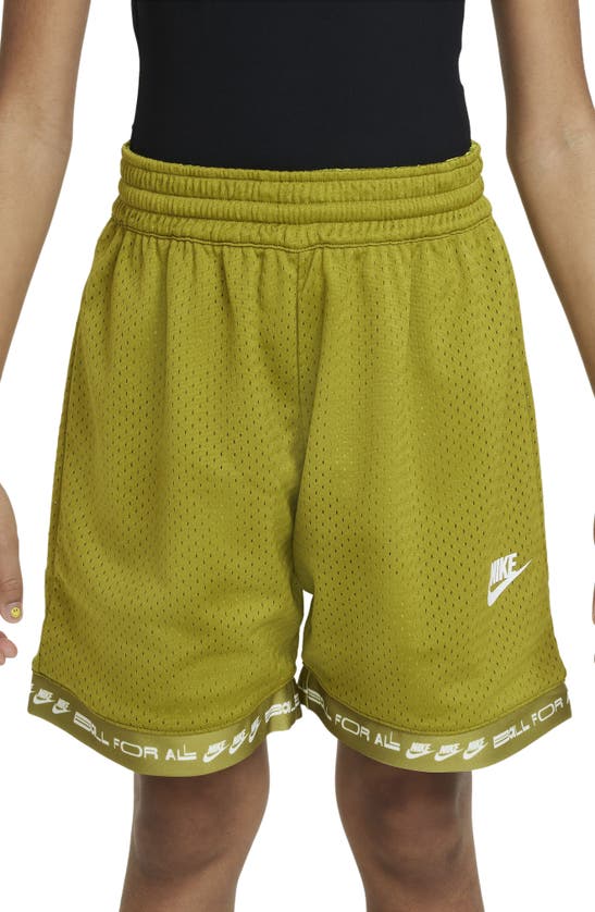 Nike Kids' Culture Of Basketball Dri-fit Reversible Shorts In Moss/ Bright Cactus/ White