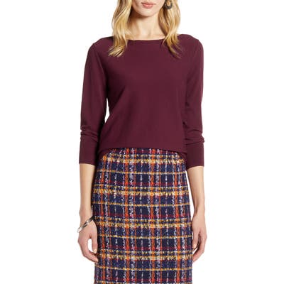 Halogen Back Detail Sweater, Burgundy