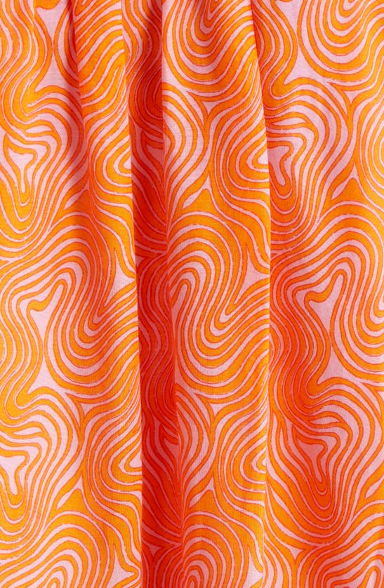 Shop Cinq À Sept Letitia Waves Print Cotton & Silk Trapeze Minidress In Pale Flamingo/ Orange