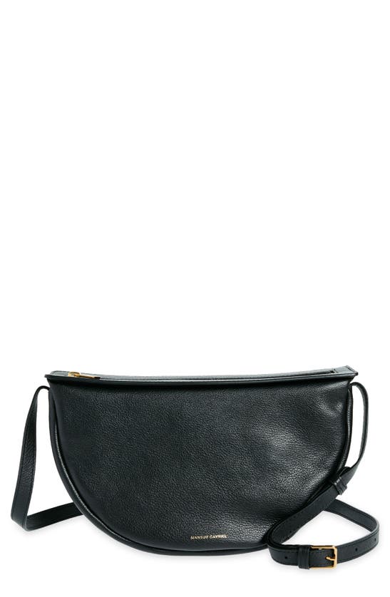 Shop Mansur Gavriel Moon Calfskin Leather Crossbody Bag In Black