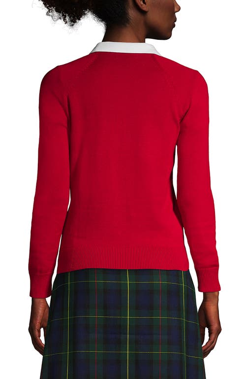 Lands' End School Uniform Young  Cotton Modal Cardigan Sweater In Red