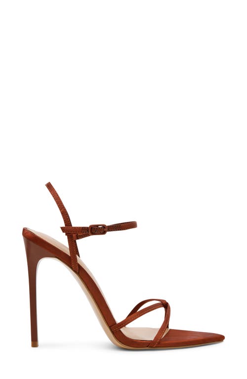 Shop Steve Madden Stellina Ankle Strap Sandal In Brown Satin