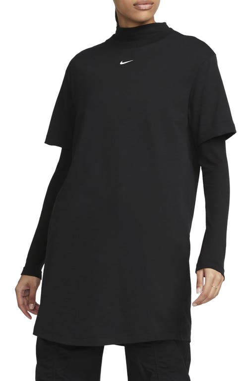 Nike Sportswear Essential T-shirt Dress In Black/white