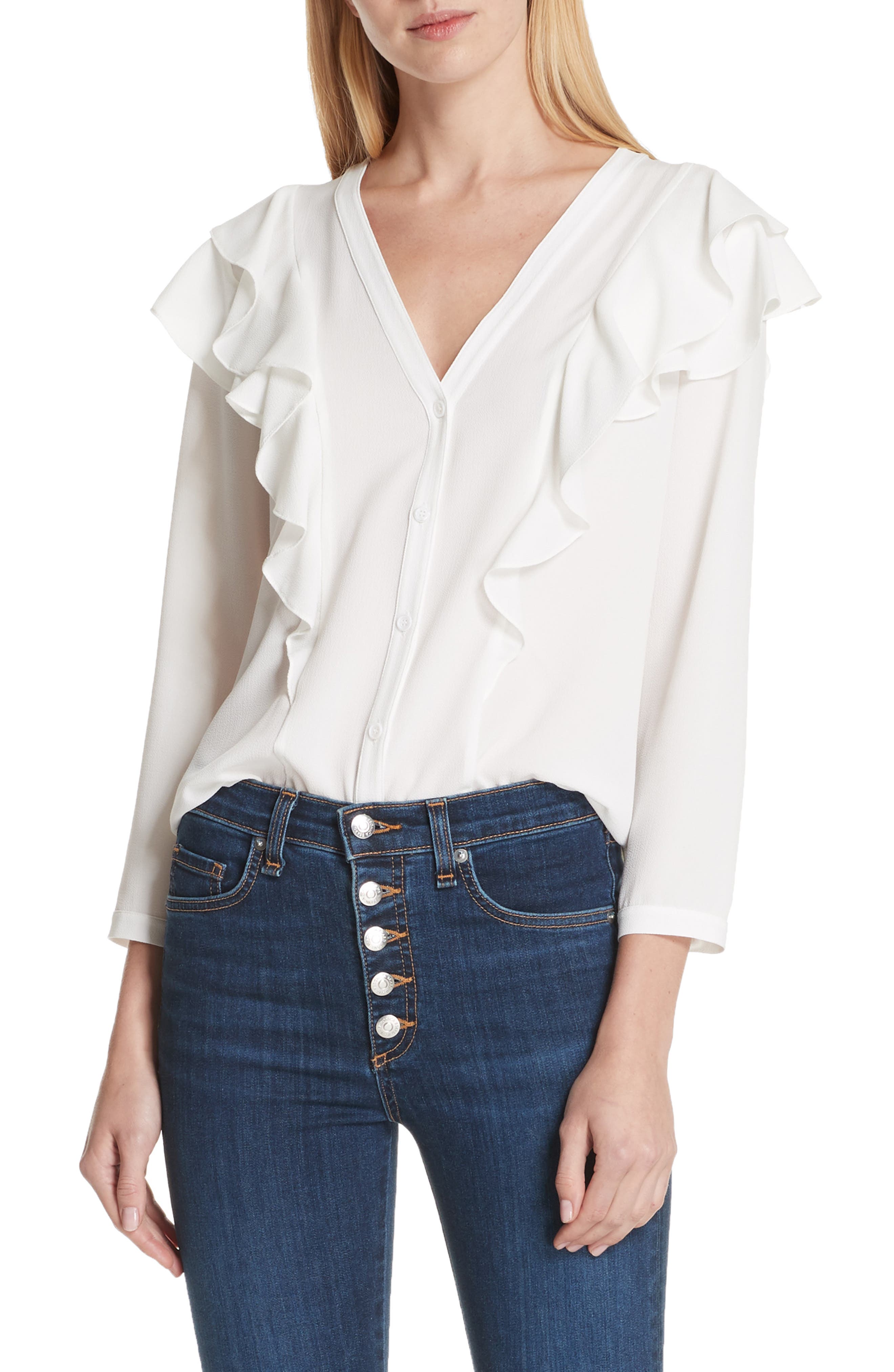 ruffle shoulder blouse