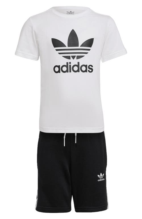 Adidas Originals Kids' Graphic Tee & Shorts In White/black