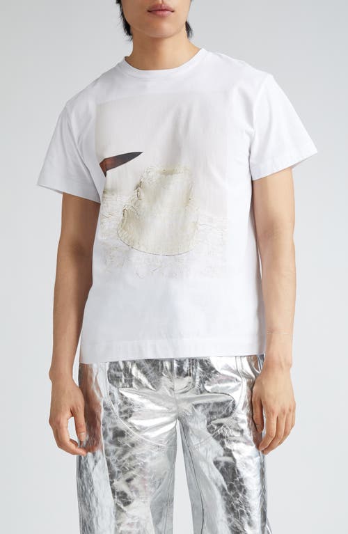 Cake Cutting Cotton Graphic T-Shirt in White