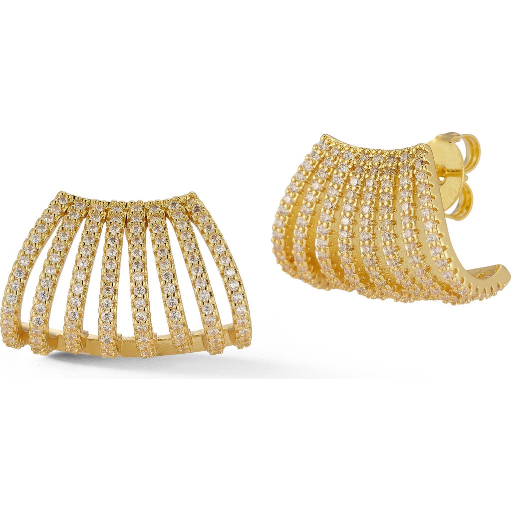 Sphera Milano Cubic Zirconia Cage Stud Earrings In Gold