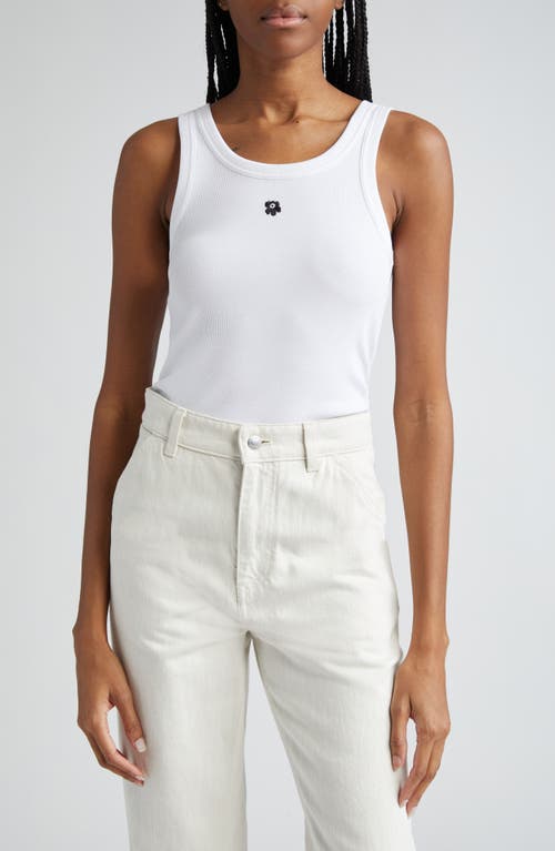 Shop Marimekko Kedol Unikko Rib Tank Top In White/black