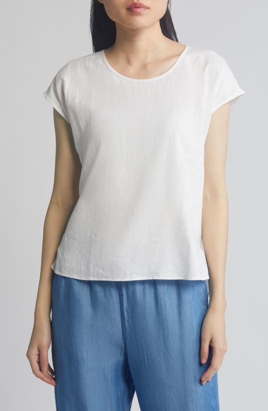 Shop Caslon ® Easy Linen Blend Popover Top In White