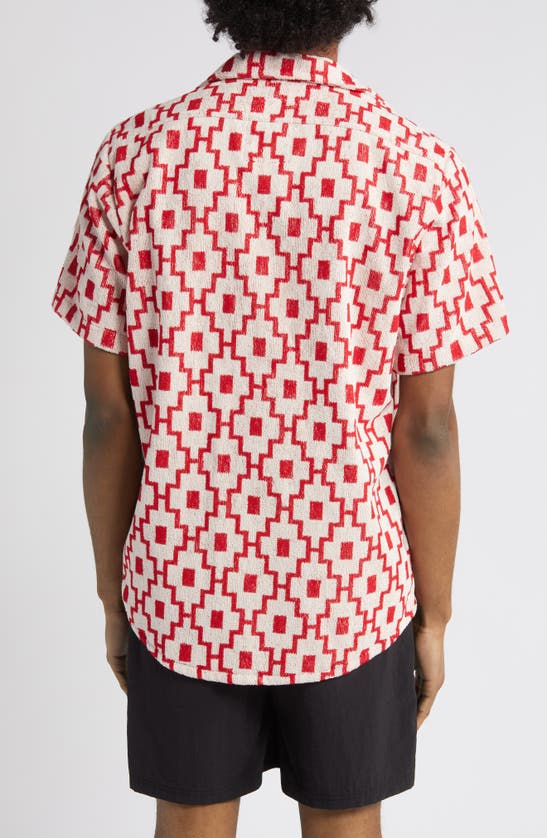 Shop Oas Machu Terry Cloth Camp Shirt In Red
