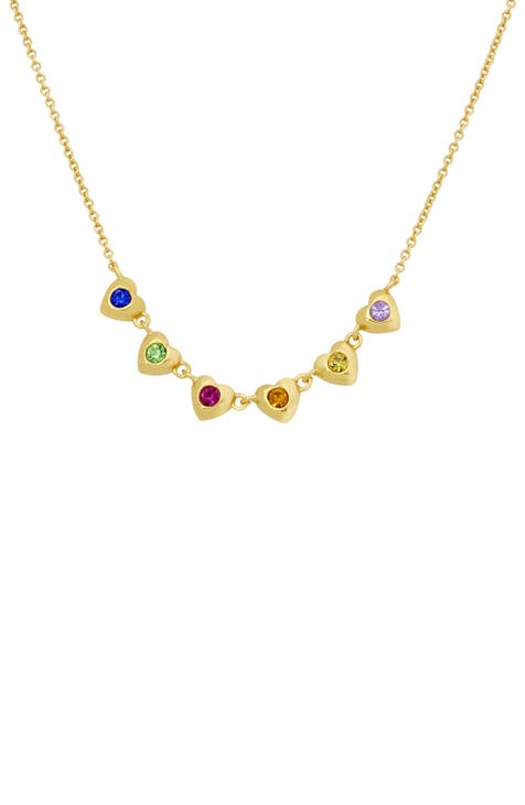 Rainbow Crystal Heart Necklace