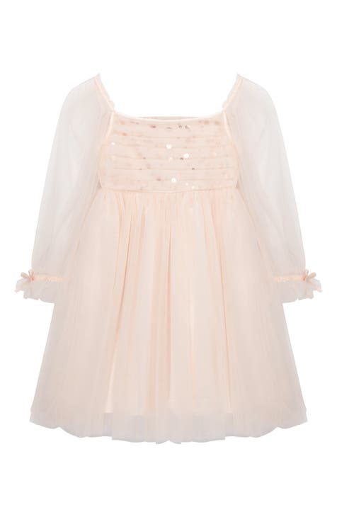 Kids' Long Sleeve Tulle Babydoll Dress (Toddler & Little Kid)