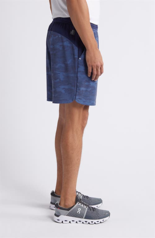 Shop Johnnie-o Brooksy Camo Knit Drawstring Shorts In Navy