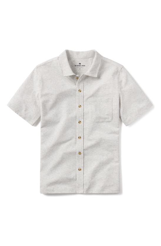 The Normal Brand Puremeso Solid Short Sleeve Knit Button-up Shirt In Stone