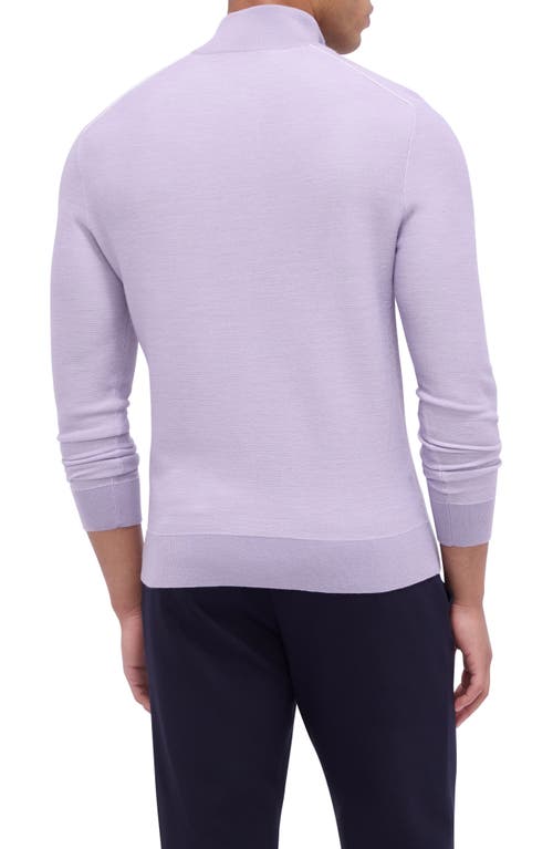 Shop Bugatchi Merino Wool & Silk Bird's Eye Quarter Zip Sweater In Lilac