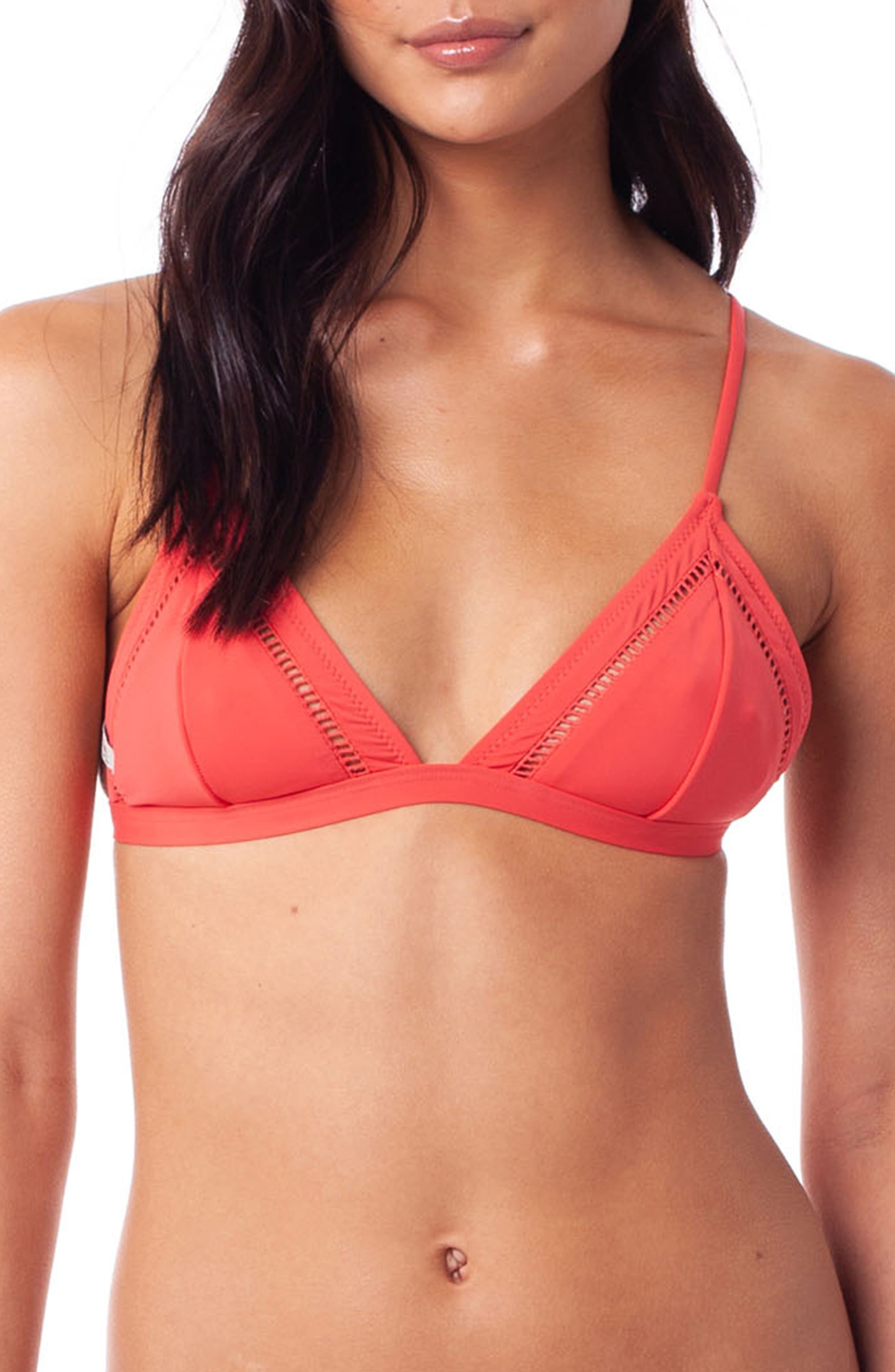 Rhythm My Bralette Triangle Bikini Top, Red