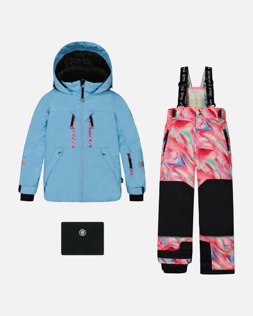 Shop Deux Par Deux Big Girl's Two Piece Technical Snowsuit Air Blue And Printed Marble