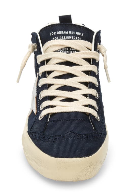 Golden Goose Mid Star Canvas Wing-tip Sneakers In Navy/silver