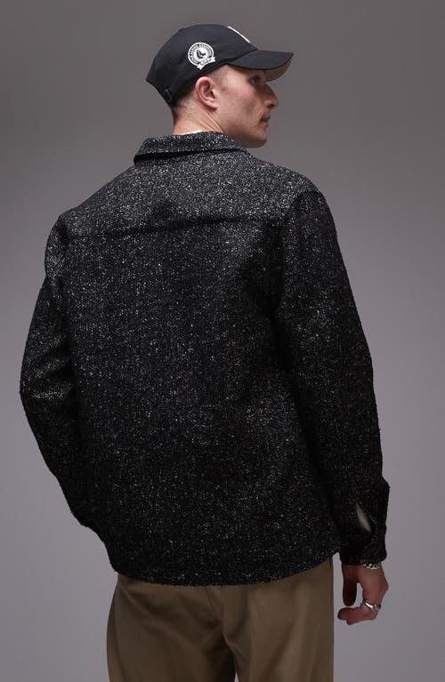 Topman Textured Overshirt In Black