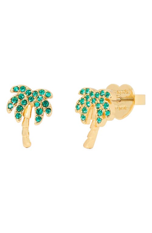 Shop Kate Spade New York Pavé Palm Tree Stud Earrings In Green Multi