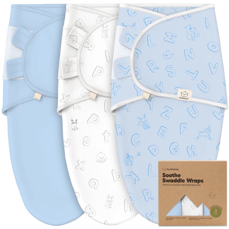 Keababies 3-pack Soothe Swaddle Wraps In Abc Land Cloud