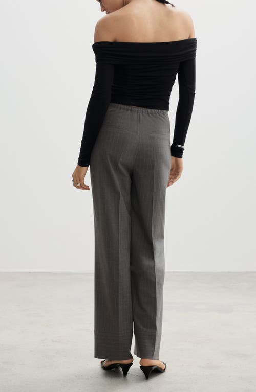 Shop Mango Chalk Stripe Straight Leg Pants In Grey