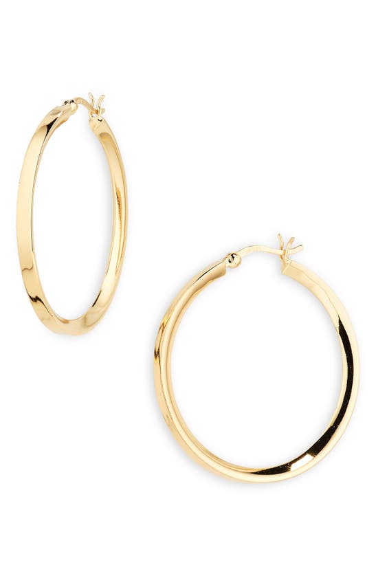 Shop Argento Vivo Sterling Silver Flat Bevel Hoop Earrings In Gold
