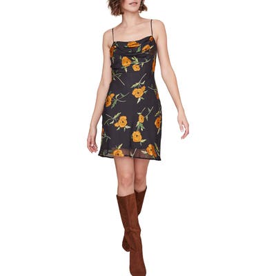 Astr The Label Lark Floral Slipdress, Black