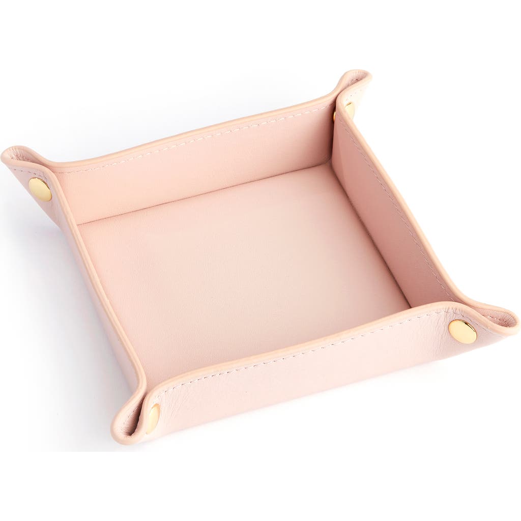 Royce New York Catchall Leather Valet Tray In Light Pink