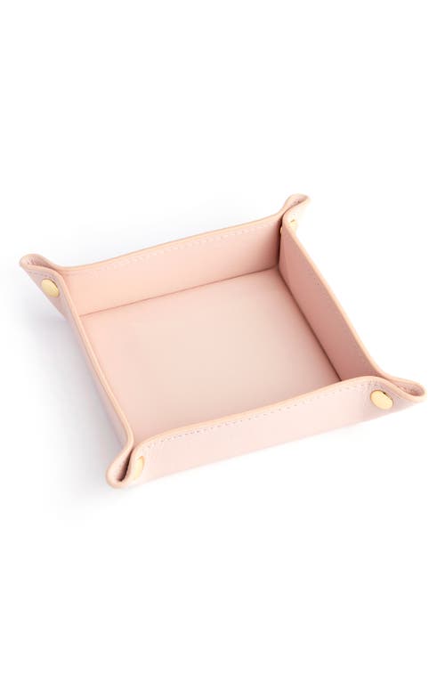 Royce New York Personalized Catchall Leather Valet Tray In Light Pink - Silver Foil