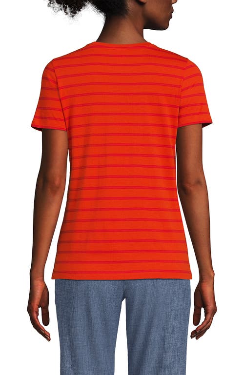 Shop Lands' End Relaxed Supima Cotton Crew Neck T-shirt In Rich Persimmon Dual Stripe