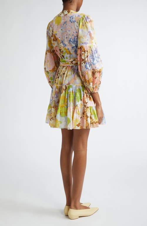 Shop Zimmermann Pop Mixed Floral Cotton Wrap Dress In Patch Floral