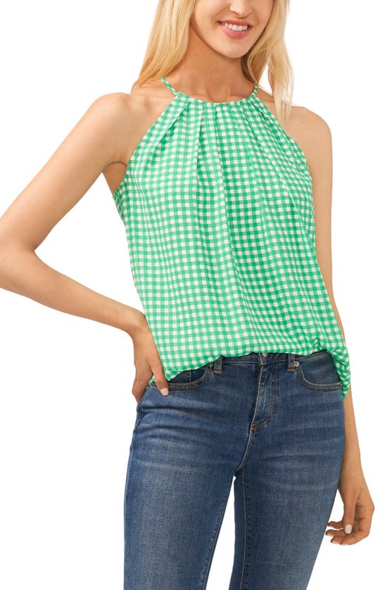 Cece Pleated Halter Top In Vivid Green