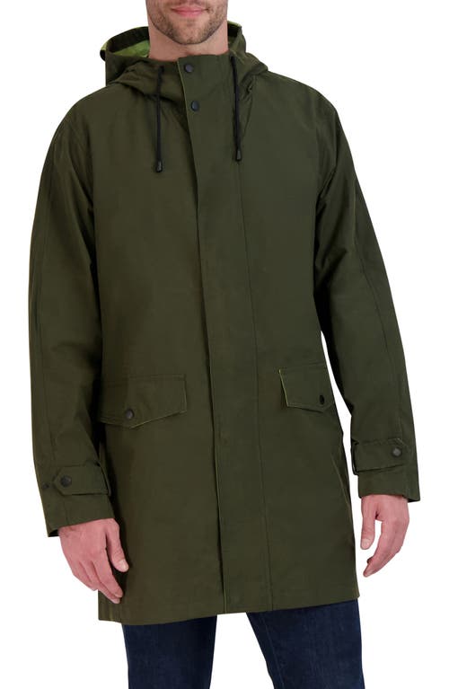 Water Resistant Hooded Jacket in Olive Lime