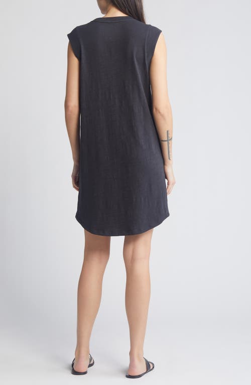 Faherty Sunwash Muscle Slub Organic Cotton Minidress In Washed Black