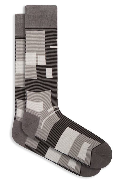 Bugatchi Geometric Mercerized Cotton Blend Socks in Graphite at Nordstrom