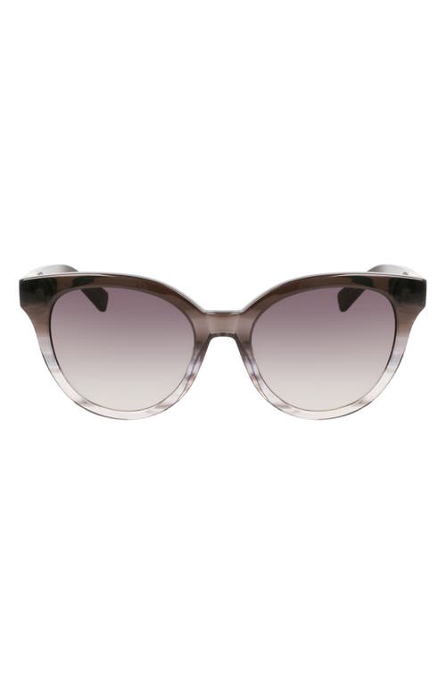 Longchamp Le Pliage 53mm Gradient Round Sunglasses in Striped Black at Nordstrom