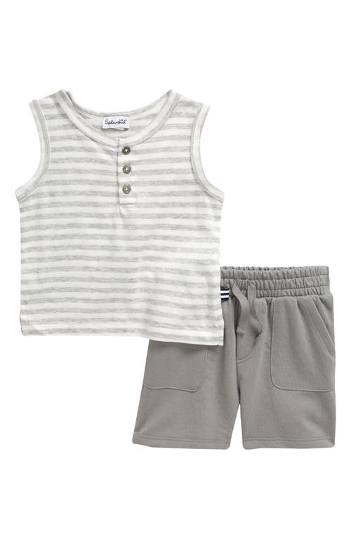 Shop Splendid Retro Stripe Tank & Shorts Set In Heather Grey Stripe