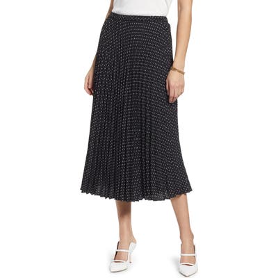 Halogen Pleated Midi Skirt, Black