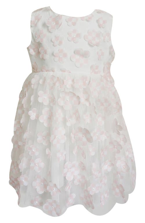 Popatu Kids' 3D Floral Appliqué Tulle Dress /White at Nordstrom