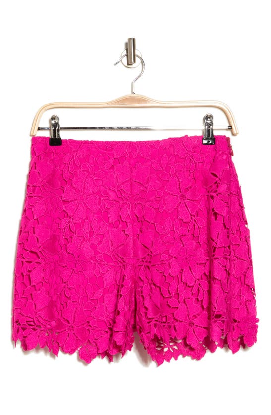 Shop Trina Turk Brightness Floral Lace Shorts In Sunset Pink