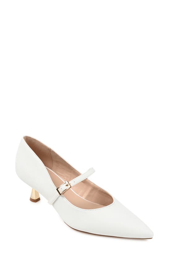 Journee Collection Womens Manza Kitten Heel Mary Jane Pointed Toe Pumps In White